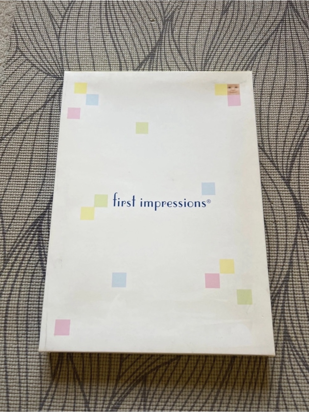 First Impressions Blue Gingham Photo Frame - White Lacquer Trim